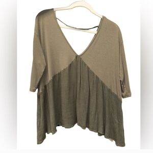 Altar'd State Two-Tone V-Neck Blouse